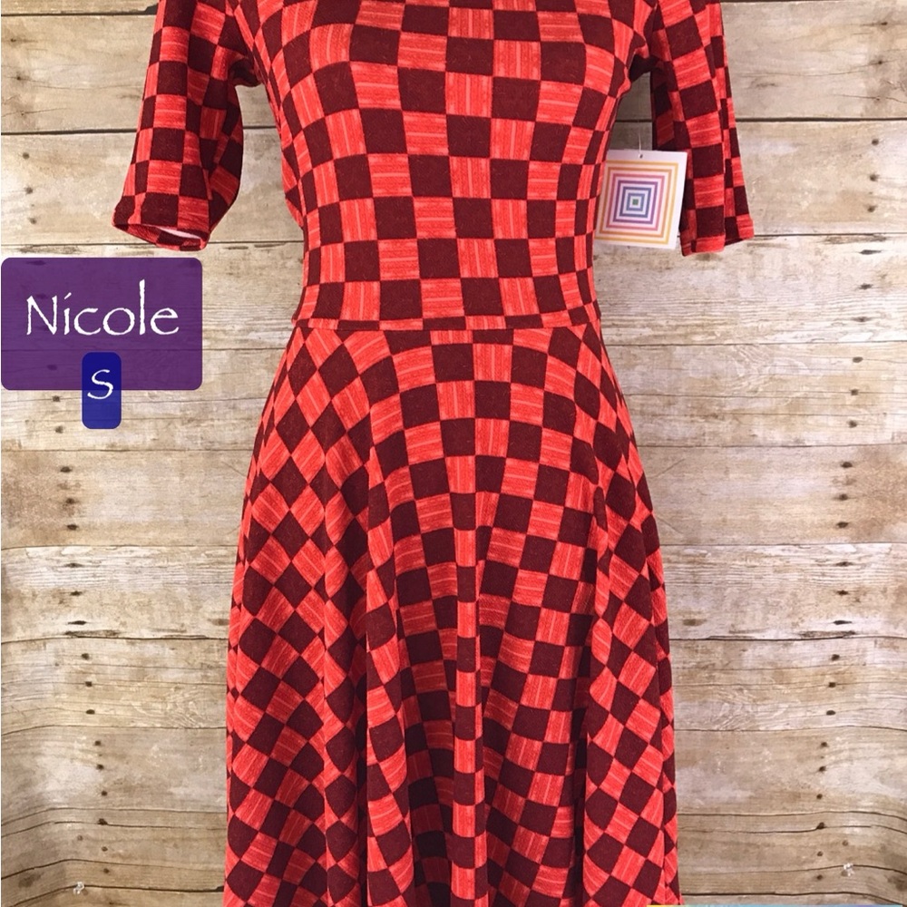 Nicole Orange Checkered Women's Dress